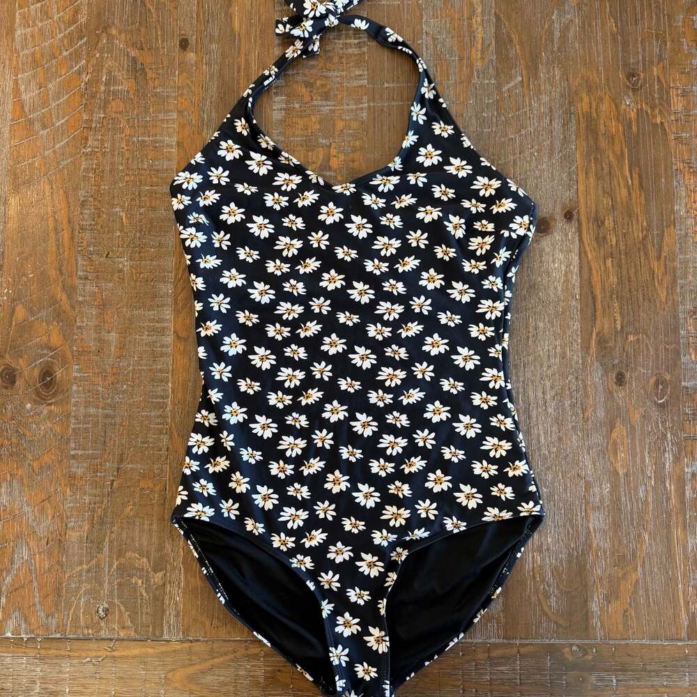 Janela Bay Daisy Floral Halter One Piece Swimsuit Size M